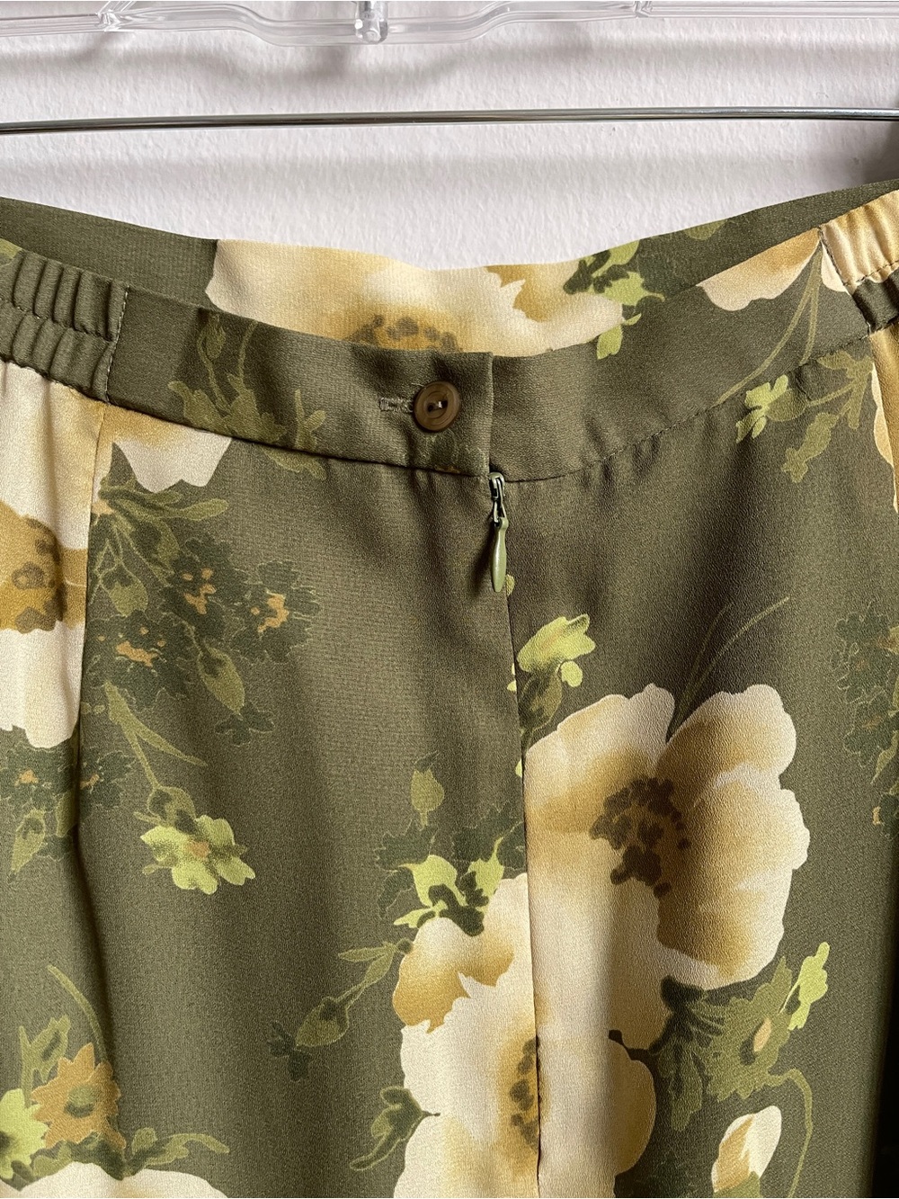 NWT Vintage Y2K Fairy Olive Green + Cream Floral Maxi Skirt - Picture 4 of 8